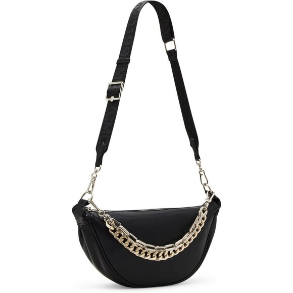Juliee Deconstructed Faux Leather Sling with Chains Adjustable Strap